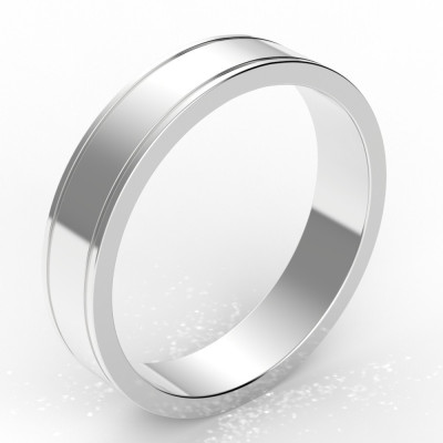 Alliance homme ruban plat avec  liseré 4,5 mm - or 18 carats