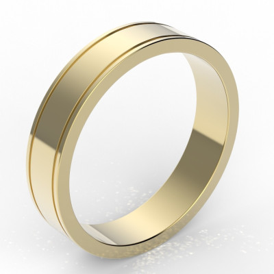 Alliance homme ruban plat avec liseré 4,5 mm - or 18 carats