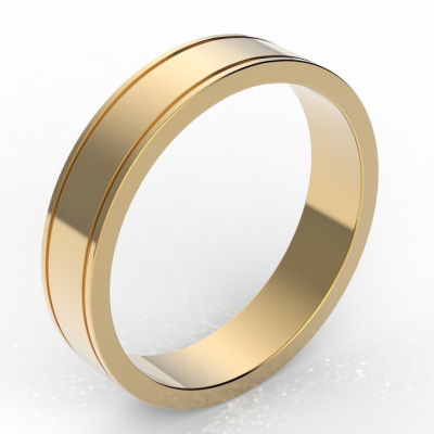 Alliance homme ruban plat avec liseré 4,5 mm - or 18 carats