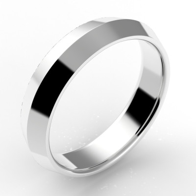 Alliance homme biseautée or 18 carats 5 mm 