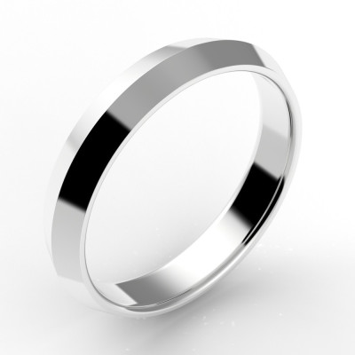 Alliance homme biseautée or 18 carats 4 mm 