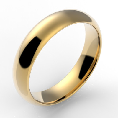 Alliance homme demi jonc 5 mm - or 18 carats