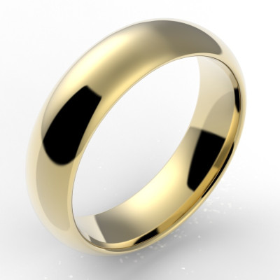 Alliance homme demi jonc 6 mm - or 18 carats