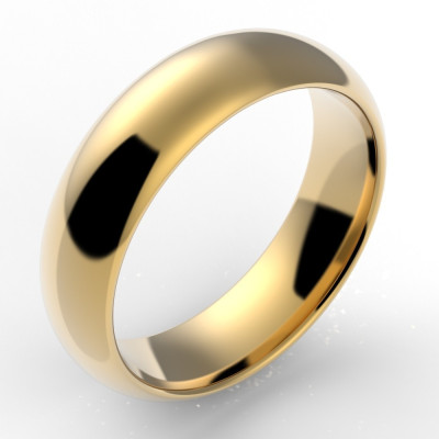 Alliance homme demi jonc 6 mm - or 18 carats