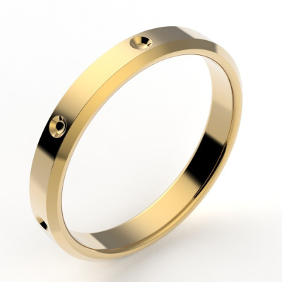 Alliance homme Bryan, chanfreinée fraisée 3,3 mm de largeur, or 18 carats