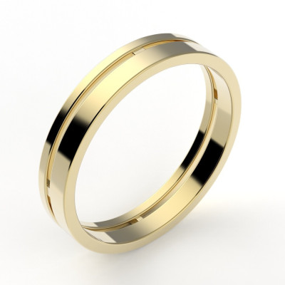 Alliance or femme Lisa. Deux anneaux - or 18 carats - 3,5 mm