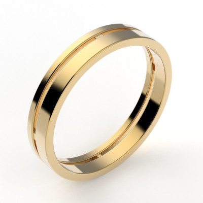 Alliance or femme Lisa. Deux anneaux - or 18 carats - 3,5 mm