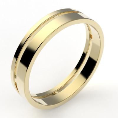 Alliance homme Mathis. Deux anneaux - or 18 carats - 4,5 mm