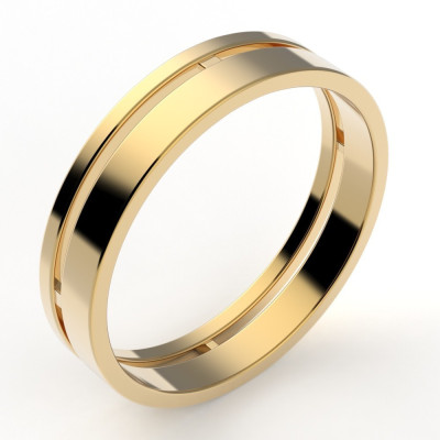 Alliance homme Mathis. Deux anneaux - or 18 carats - 4,5 mm