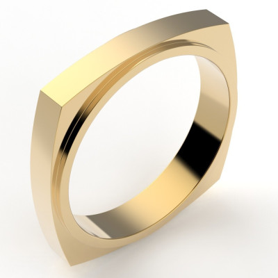 Alliance or Homme Adrien carrée bombée - or 18 carats