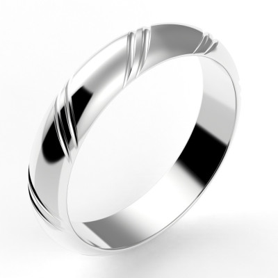 Alliance or Homme Elie, deux liserés en diagonale - or 18 carats - 4,5 mm