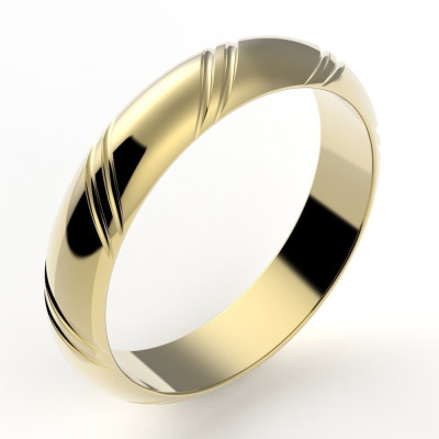 Alliance or Homme Elie, deux liserés en diagonale - or 18 carats - 4,5 mm