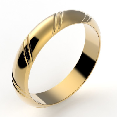 Alliance or Homme Elie, deux liserés en diagonale - or 18 carats - 4,5 mm