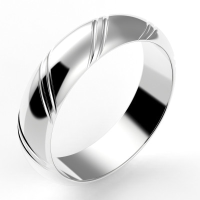 Alliance or Homme Thibault, demi jonc 2 liserés en diagonale - 5,5 mm - or 18 carats