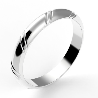 Alliance or Homme Marius, demi jonc 2 liserés en diagonale - 3,5 mm - or 18 carats