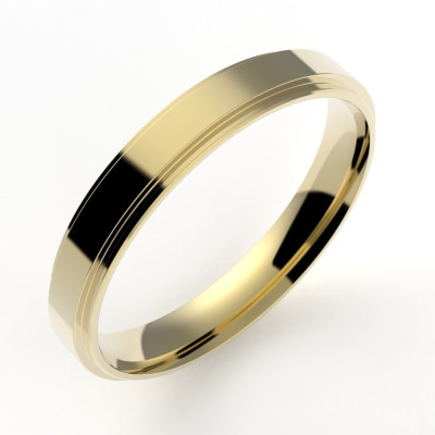 Alliance Or homme Dan, double anneau- or 18 carats - 3,5 mm