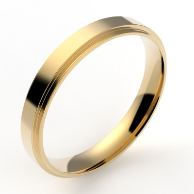 Alliance Or homme Dan, double anneau- or 18 carats - 3,5 mm