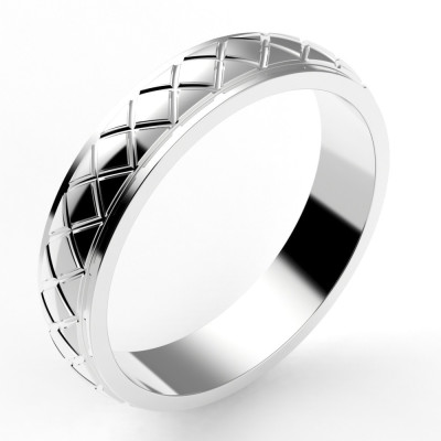 Alliance or Homme Lucas. Croisillons en relief - or 18 carats- 4,5 mm