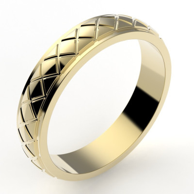 Alliance or Homme Lucas. Croisillons en relief - or 18 carats- 4,5 mm