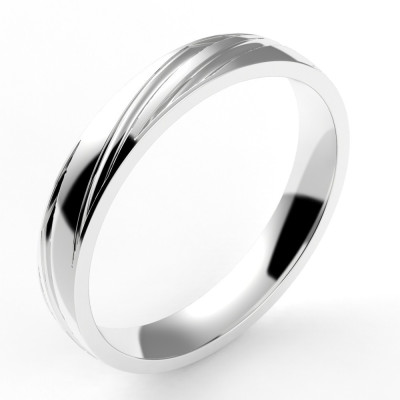 Alliance or Homme Paul. Ruban en  spirale - or 18 carats - 3,5 mm