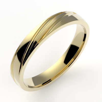 Alliance or Homme Paul. Ruban en  spirale - or 18 carats - 3,5 mm