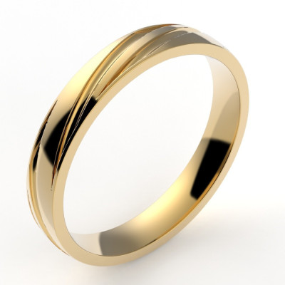 Alliance or Homme Paul. Ruban en  spirale - or 18 carats - 3,5 mm