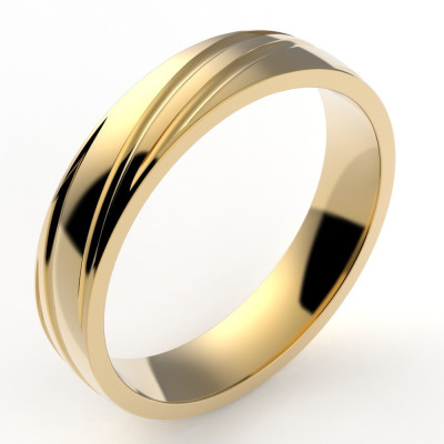 Alliance homme Victor. Ruban en spirale - or 18 carats - 4,5 mm