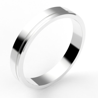 Alliance or Homme Joseph, liseré décalé - or 18 carats - 3,5 mm