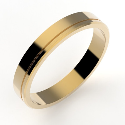 Alliance or Homme Joseph, liseré décalé - or 18 carats - 3,5 mm