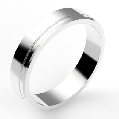 Alliance or Homme Jeremy, liseré décalé - or 18 carats - 4,5 mm