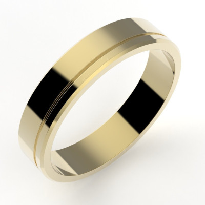 Alliance or Homme Jeremy, liseré décalé - or 18 carats - 4,5 mm