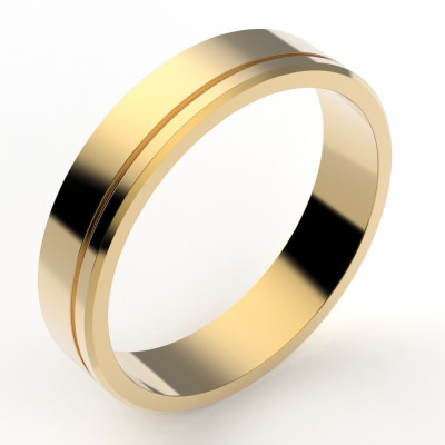 Alliance or Homme Jeremy, liseré décalé - or 18 carats - 4,5 mm
