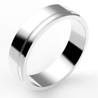 Alliance or Homme Jonas, liseré décalé - or 18 carats - 5,5 mm