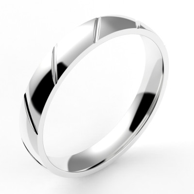 Alliance or Homme Louis, ruban avec un liseré en diagonale - or 18 carats - 3,5 mm