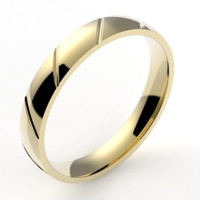 Alliance or Homme Louis, ruban avec un liseré en diagonale - or 18 carats - 3,5 mm