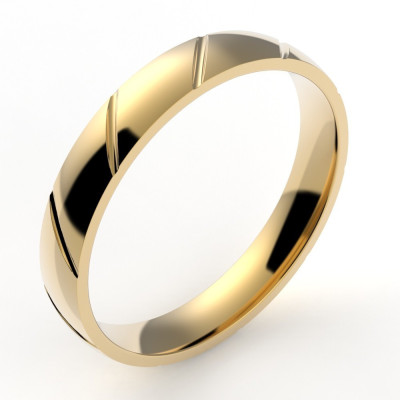 Alliance or Homme Louis, ruban avec un liseré en diagonale - or 18 carats - 3,5 mm