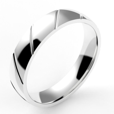 Alliance or Homme Philippe, modèle ruban avec un  liseré en diagonale - or 18 carats - 4,5 mm