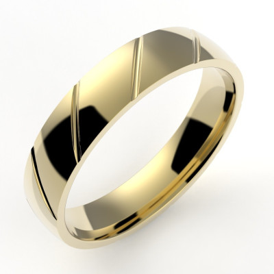 Alliance or Homme Philippe, modèle ruban avec un  liseré en diagonale - or 18 carats - 4,5 mm