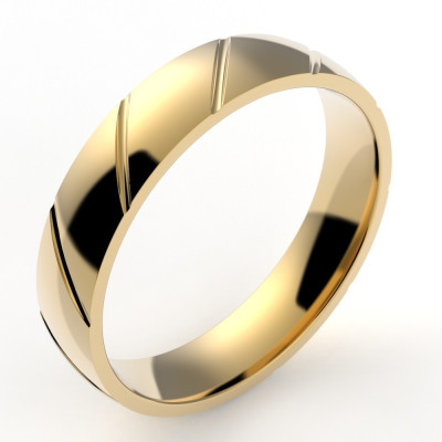 Alliance or Homme Philippe, modèle ruban avec un  liseré en diagonale - or 18 carats - 4,5 mm