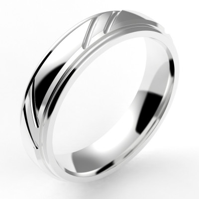 Alliance or Homme Robin, godrons 2 liserés - or 18 carats - 5mm