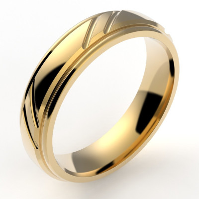 Alliance or Homme Robin, godrons 2 liserés - or 18 carats - 5mm