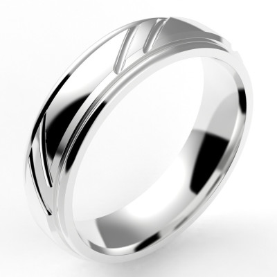 Alliance or homme Kevin. Godron et 2 liserés - or 18 carats - 5,5 mm