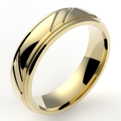 Alliance or homme Kevin. Godron et 2 liserés - or 18 carats - 5,5 mm