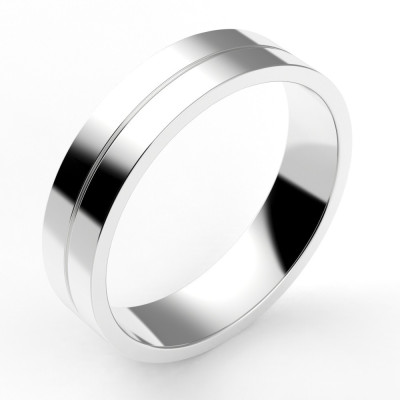 Alliance or Femme Isabelle, ruban plat à liseré, 4,5 mm  - or 18 carats