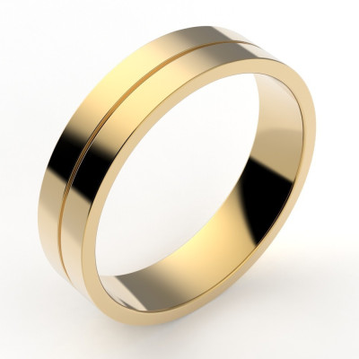 Alliance femme ruban plat 4,5 mm et liseret - or 18 carats