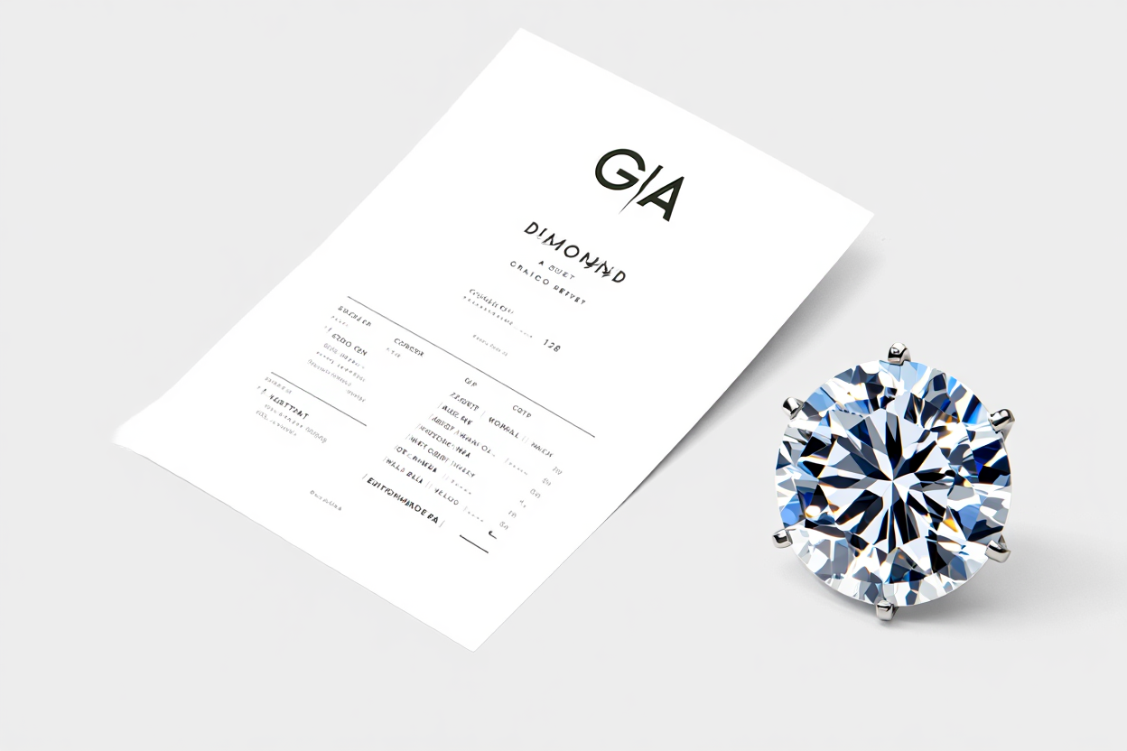 Certificat GIA avec loupe et diamant certifié